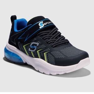 Skechers Kids Black and Blue Sneakers with Neon Accents